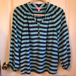 Lilly Pulitzer Blue Stripe Elsa Blouse